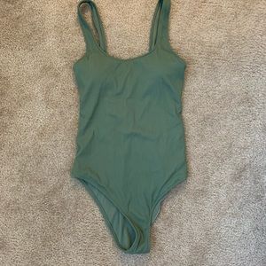 Aerie Olive Ribbed One Piece Bathing Suit L